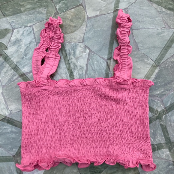 Women’s size large pink ruffled crop tank- top - Picture 1 of 4